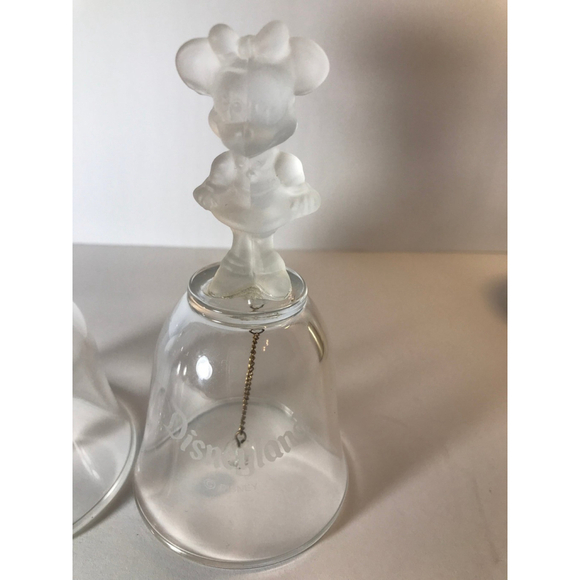 Disneyland Mickey and Minnie Bell Set Crystal Glass Bells - Picture 3 of 10